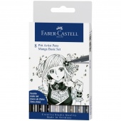 Набор капилл. ручек Faber-Castell "Pitt Artist Pen Manga Basic set" ассорти,8шт.,0,3/0,7мм/Brush