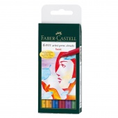Набор капиллярных ручек Faber-Castell "Pitt Artist Pen Brush Basic" ассорти,6шт.